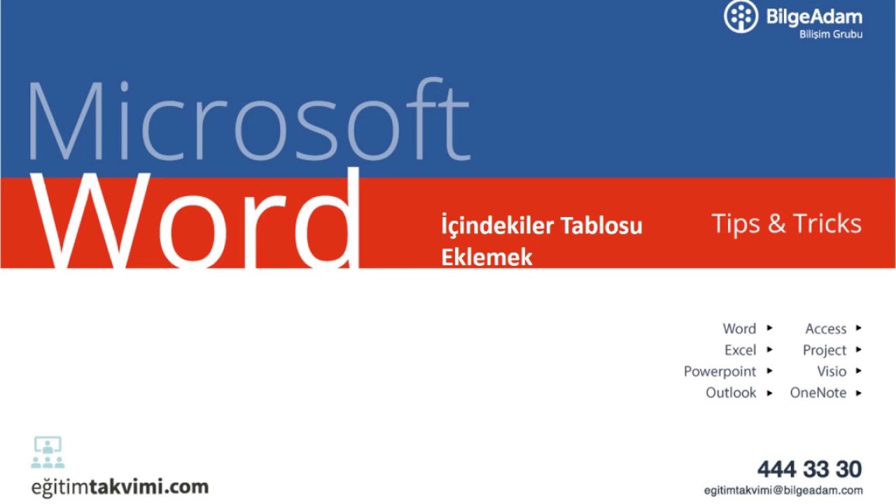 Microsoft Word Tips Tricks indekiler Tablosu Eklemek Temel 