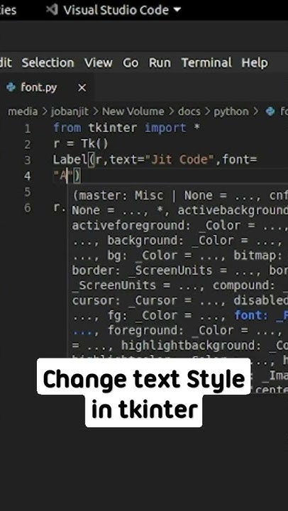 Change text Style in tkinter python #python #shorts #pythonprogramming ...