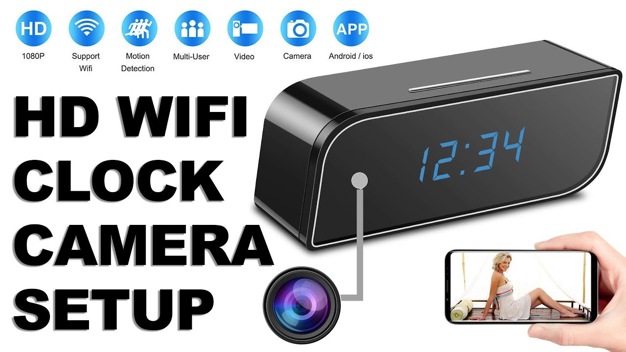 HD 1080P Wooden Alarm Clock Camera WiFi Wireless Home Security Nanny Cam 