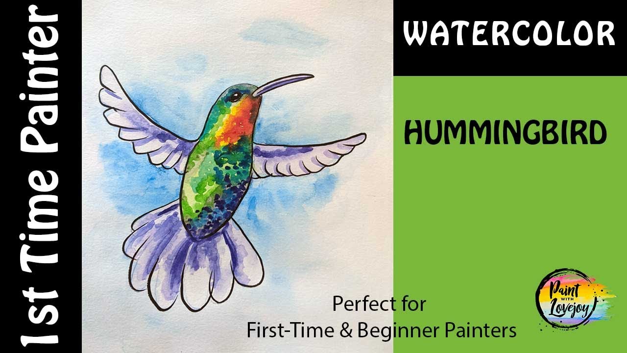 Simple Watercolor hummingbird for beginner painter