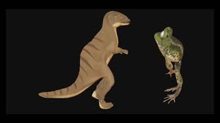 Dinosaur and frog dancing together :)