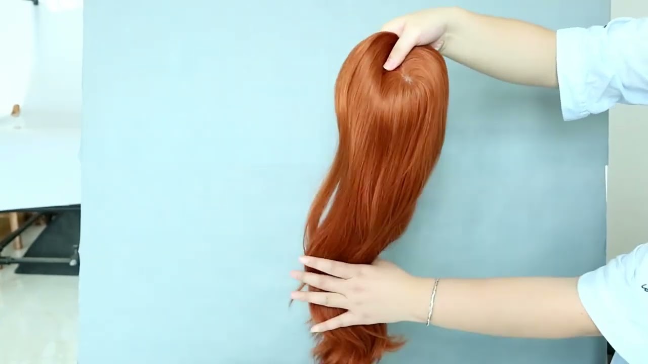 Red Color Indian Human Hair Topper Silk Base European Remy Hair Toppers for Women Human Hair