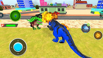 Blue Robot Multiple Transformers Dino Car Jet Robot Action - Android Gameplay Part-3