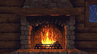 16-bit RPG Fireplace Music 🔥 | Cozy Rainy Night Inn Chiptune for Study & Relax