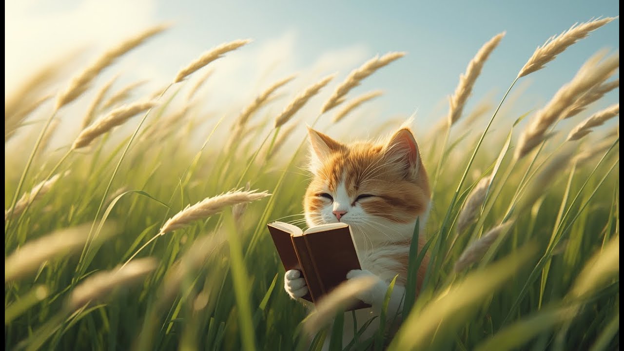 A Cat Reading While the Wind Moves the Grass. | Breeze Ambient Lo-fi