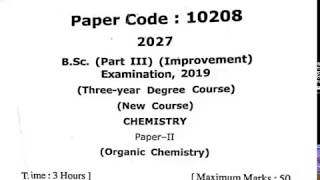 Bsc 3rd year organic chemistry paper 2019