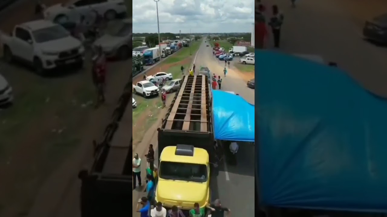 Drone view of road block 