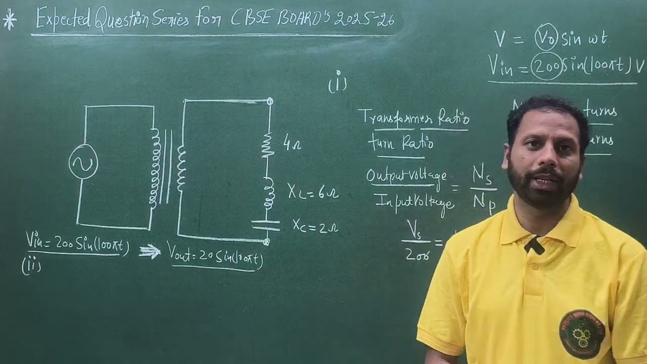 An input potential Vin=200 Sin(100πt)V is provided to an ideal transformer  @physicswithrishirajsir 