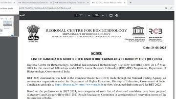 DBT BET 2023 RESULT IS OUT | DBT JRF 2023 RESULT