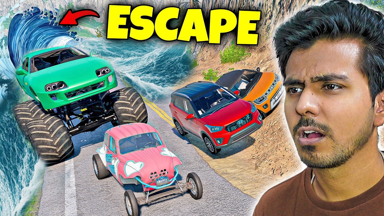 BEAMNG Flood Escape with RANDOM CARS