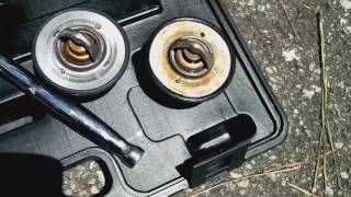 5.9 Cummins: Replace water pump, thermostat, belt tensioner, coolant, and radiator cap