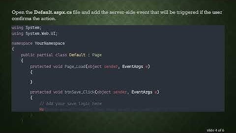 Implementing a Confirmation Message Box in C# with ASP.NET