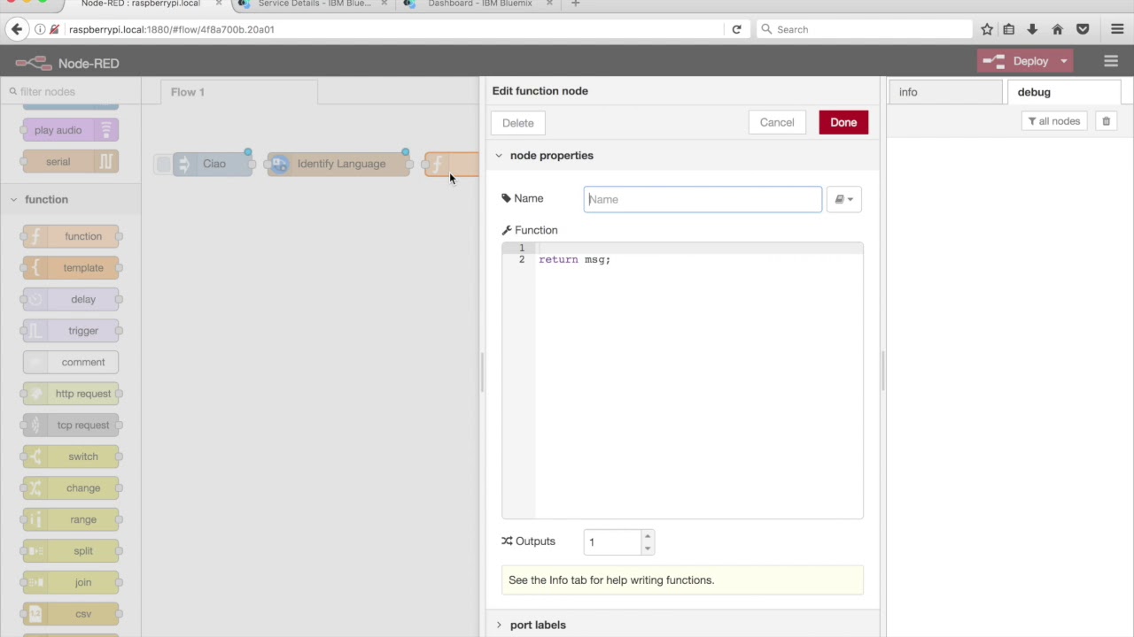 Train TJBot to Identify Language and Translate in Node-RED - YouTube