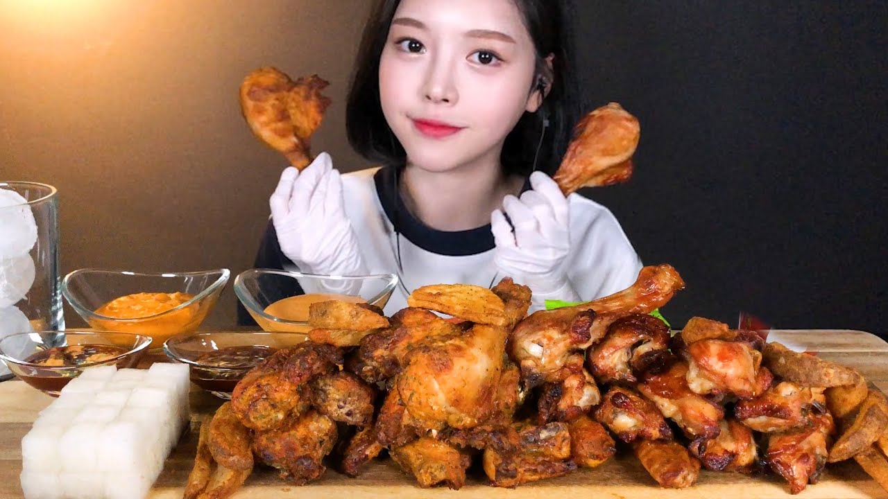 SUB[광고]굽네 오리지널 고추바사삭 치킨 먹방 (feat.치트킹) 리얼사운드 Oven Roasted Chicken Mukbang ASMR