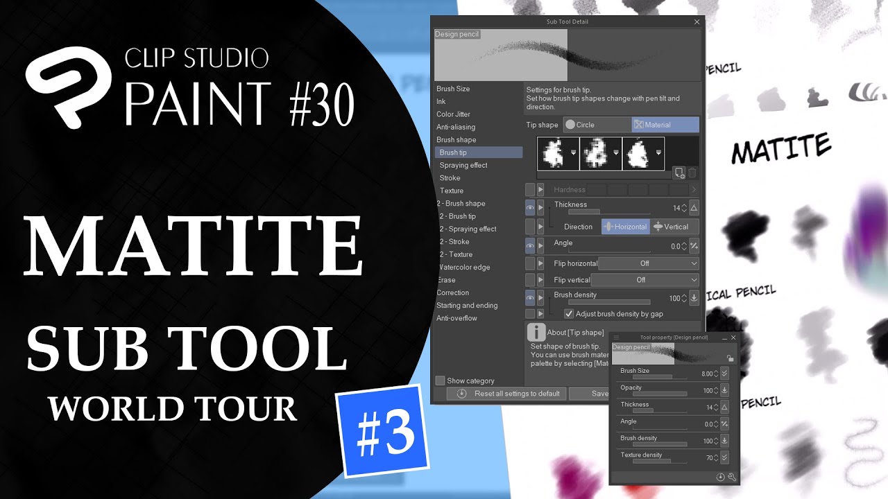 CLIP STUDIO PAINT TUTORIAL #30 MATITE 03 Sub tool world tour - YouTube