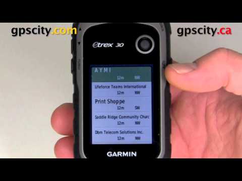 A look at the Where To? menu of the Garmin Etrex 30 handheld GPS with GPSCity