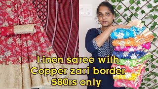 Soft linen sarees cotton silk sarees manufacturer/Casual wear Sarees collection/Pongal Special saree screenshot 1