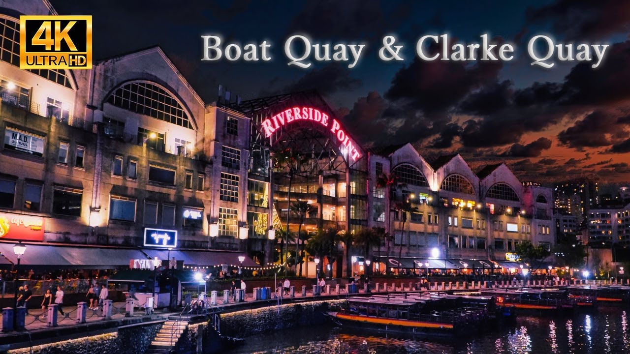 NIGHT WALK along Boat Quay & Clarke Quay SINGAPORE | 4K