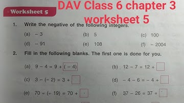 DAV Class 6 maths chapter 3 worksheet 5 ।। Class 6 math chapter 3 worksheet 5 dav public school