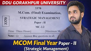 Strategic Management Mcom Final । Gorakhpur University Exam Paper । DDU Gorakhpur Mcom Exam Paper ।