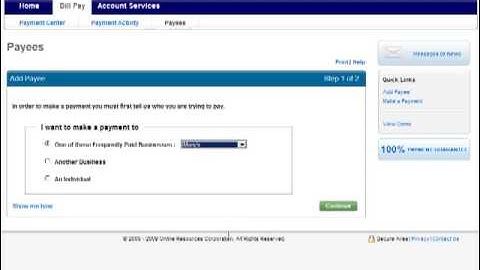 Add a Payee to Online Billpay