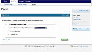 Add a Payee to Online Billpay