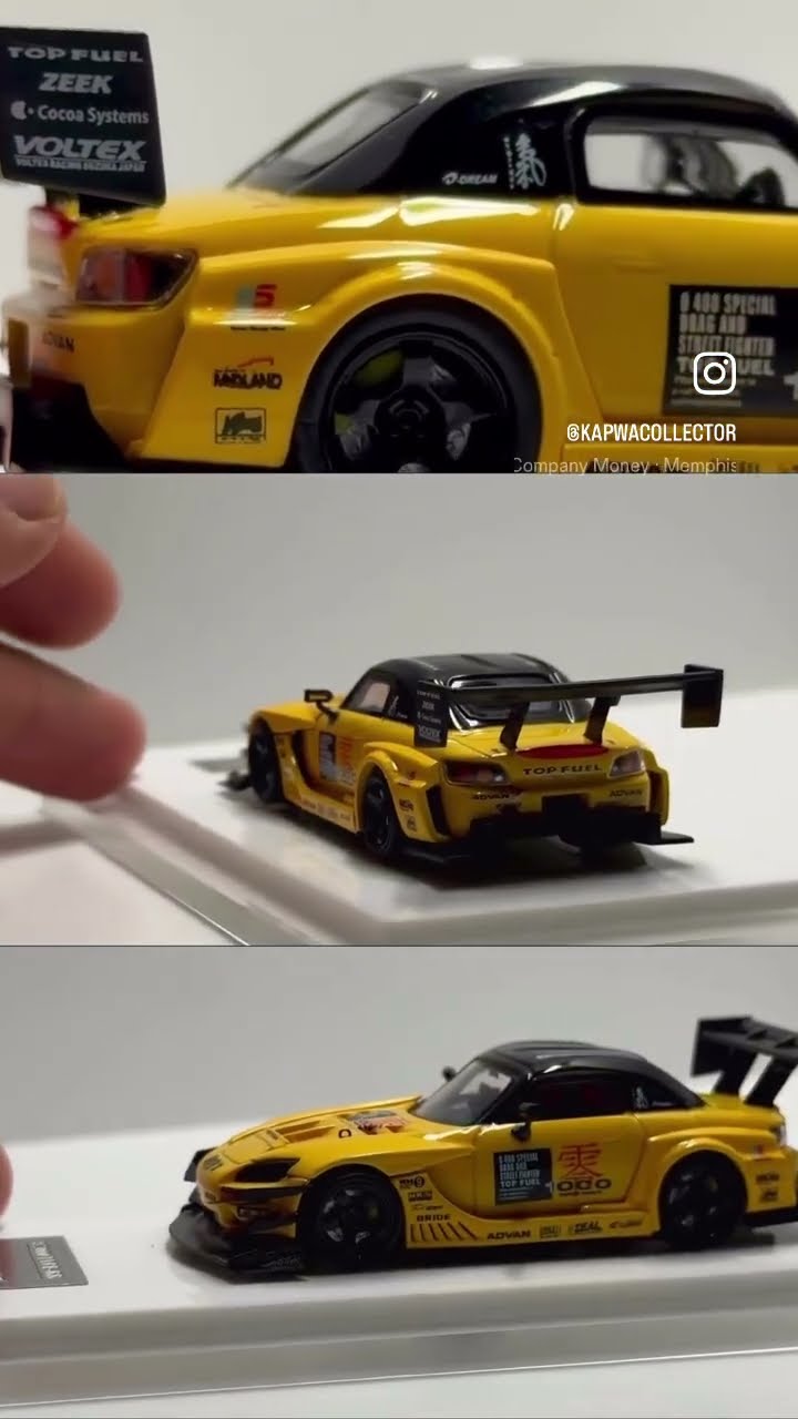Onemodel 1:64 JDM Yellow S2000 RR Racing Sports Model Diecast