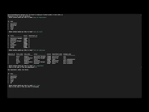 Employee Tracker Walkthrough - mySQL