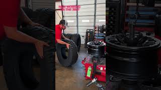 Nick mounting up the 38”  Milestar Patagonia MT02s onto factory beadlock Raptor wheels. #fordraptor