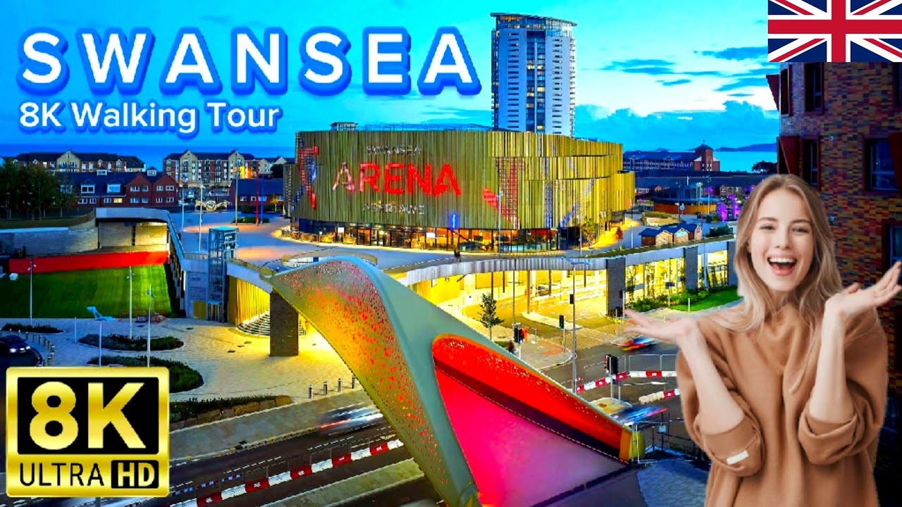 [8K] Swansea 8K Walking Tour | Wales🇬🇧 Coastal City Walk with Relaxing Music