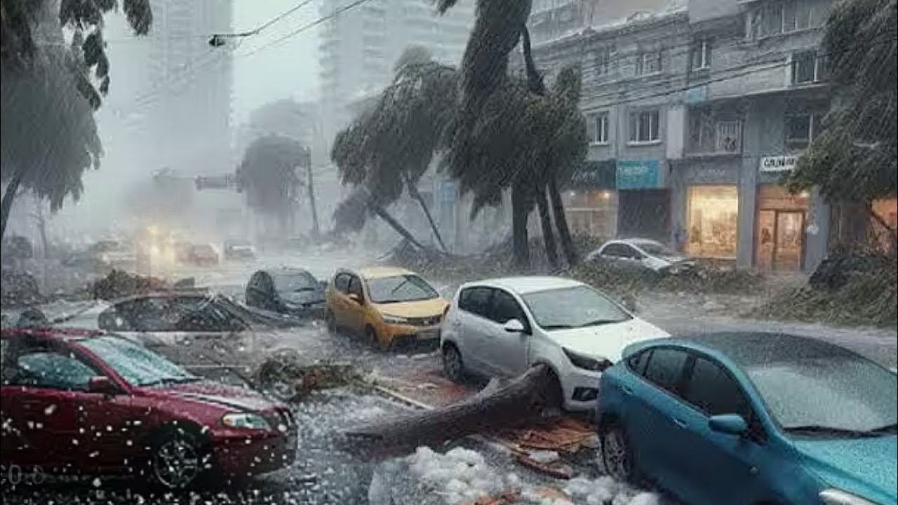 brutal chaos in Texas right now, storms, monster hailstorm damaging ...
