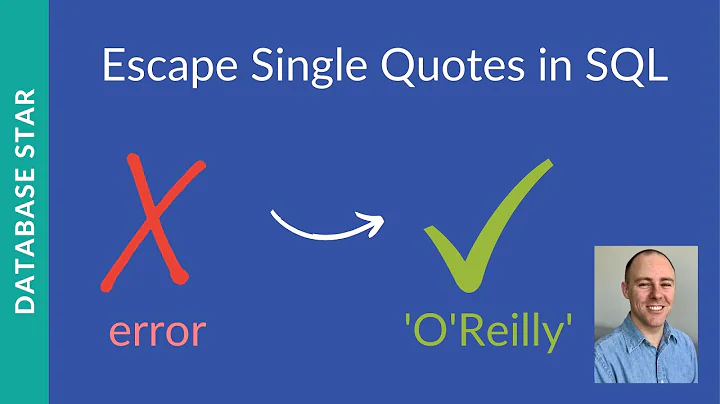 How to Escape Single Quotes in SQL