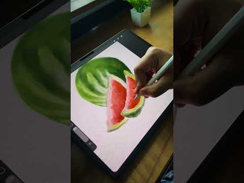 🍉 Watermelon Painting on iPad | Digital Watercolor Art #shorts  #digitalart #ipadart #watercolor