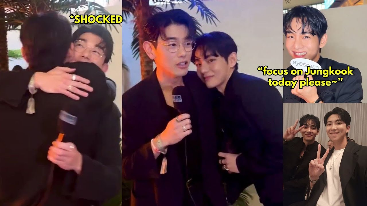 The way Eric Nam got speechless with excitement when he saw Taehyung! He asks to focus on Jungkook😭