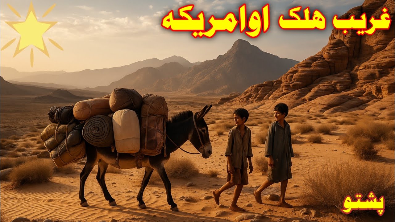 2 Orphan Brother Travelling To America on a donkey film / movie explain in pashto