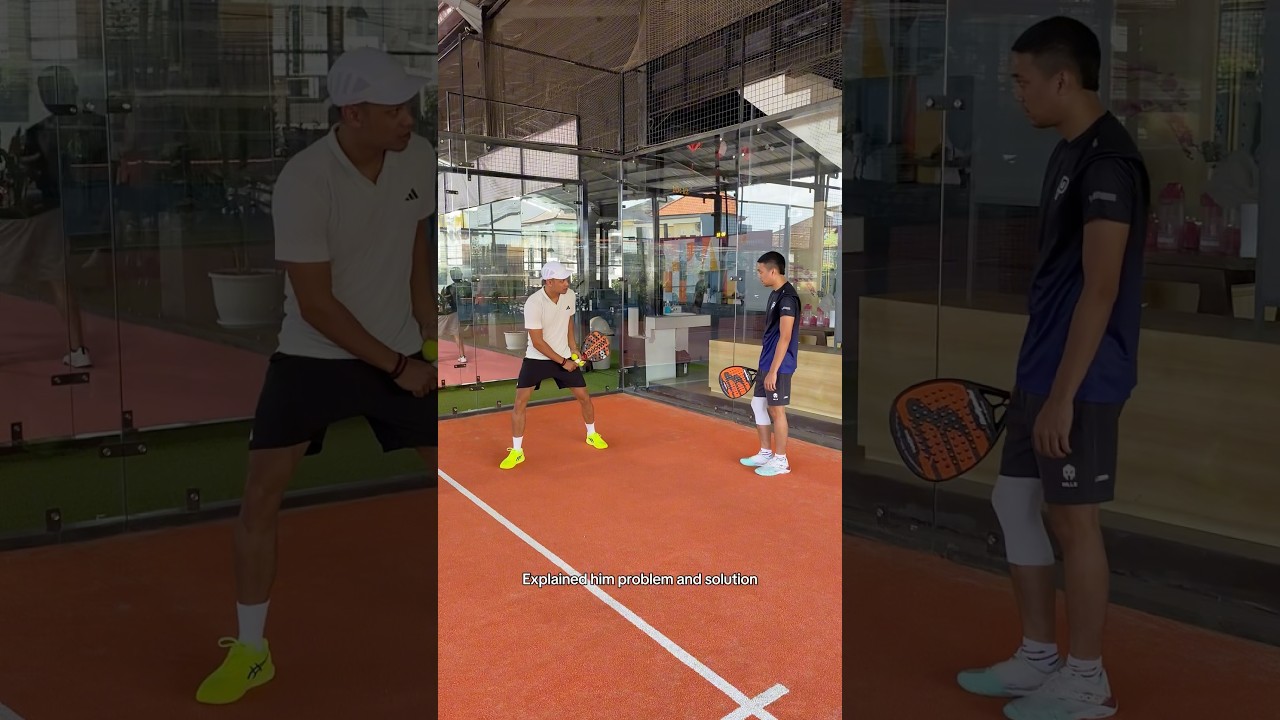 Padel class in Bali, Indonesia. Training the defence first. 