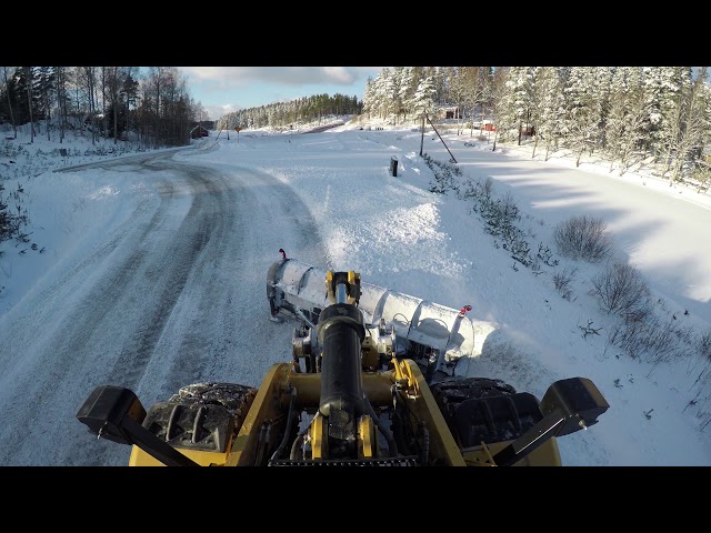 Cat 972m xe Wheel Loaders plowing snow 4Meter Drivex 4k