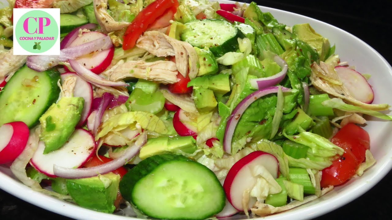 COMO HACER ENSALADA DE POLLO CON VEGETALES💚 CON ADEREZO CASERO DE LIMON MUY SALUDABLE‼️