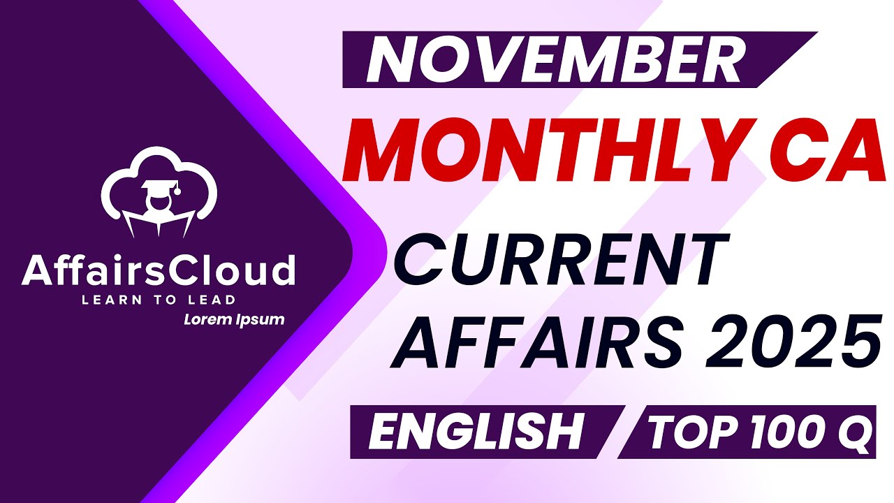 Monthly Current Affairs November 2025 - English | AffairsCloud | Top ...