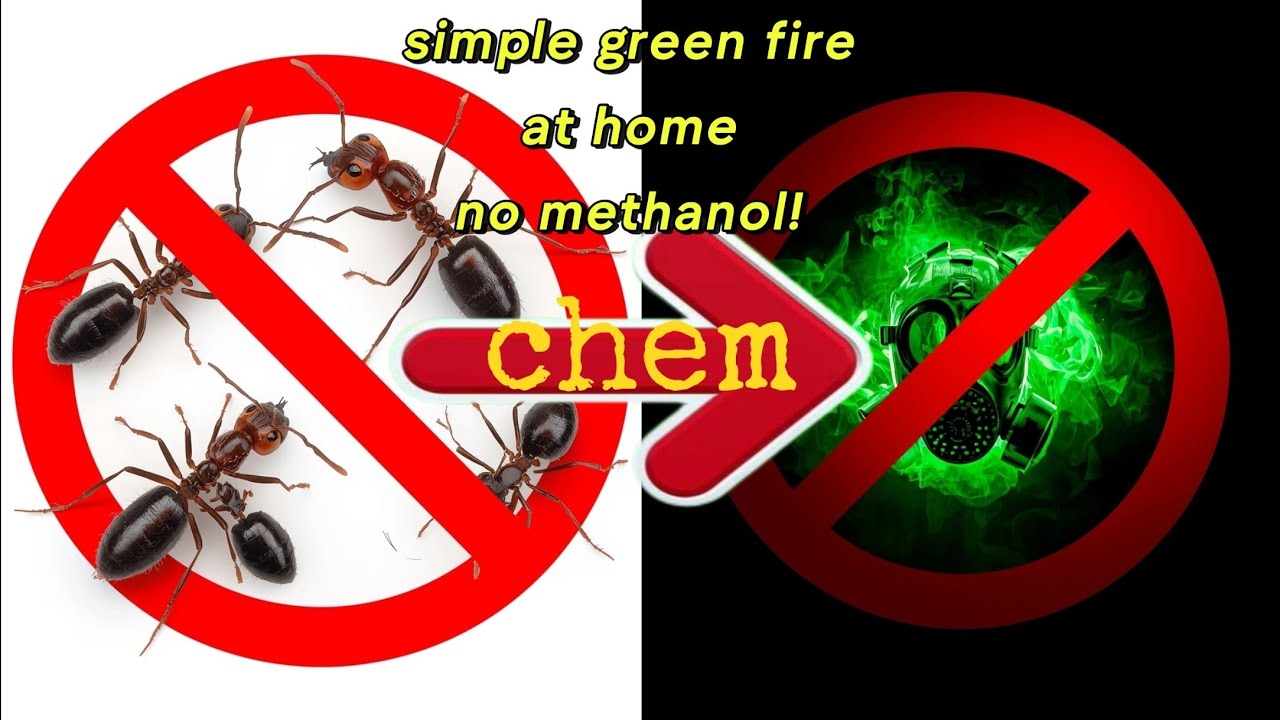 Easy green flame at home from ant killer! triEthylborate, no methanol! 