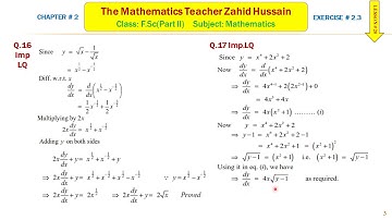 Lesson # 20   Differentiation  F ScPart II  Mathematics, Chapter 2 by Zahid Hussain