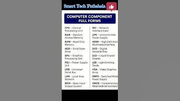 Computer Components Full forms #smarttechpathshala #shorts #viralvideo #computereducation