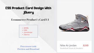 CSS Product Card Design With jQuery | Ecommerce Product’s Card UI