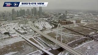 DFW Weather: A bird's-eye view of an iced-over and snowed-covered North Texas (Jan. 25, 2026)