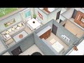 Planta de Casa 3D com Três Quartos  com Cozinha mais Reservada