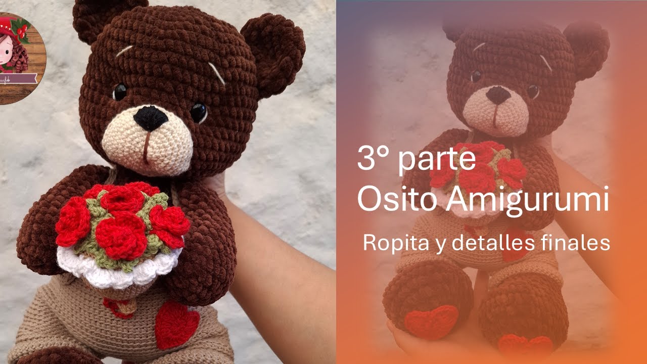 Oso tejido con chenille, 3° parte Ropa Amigurumi