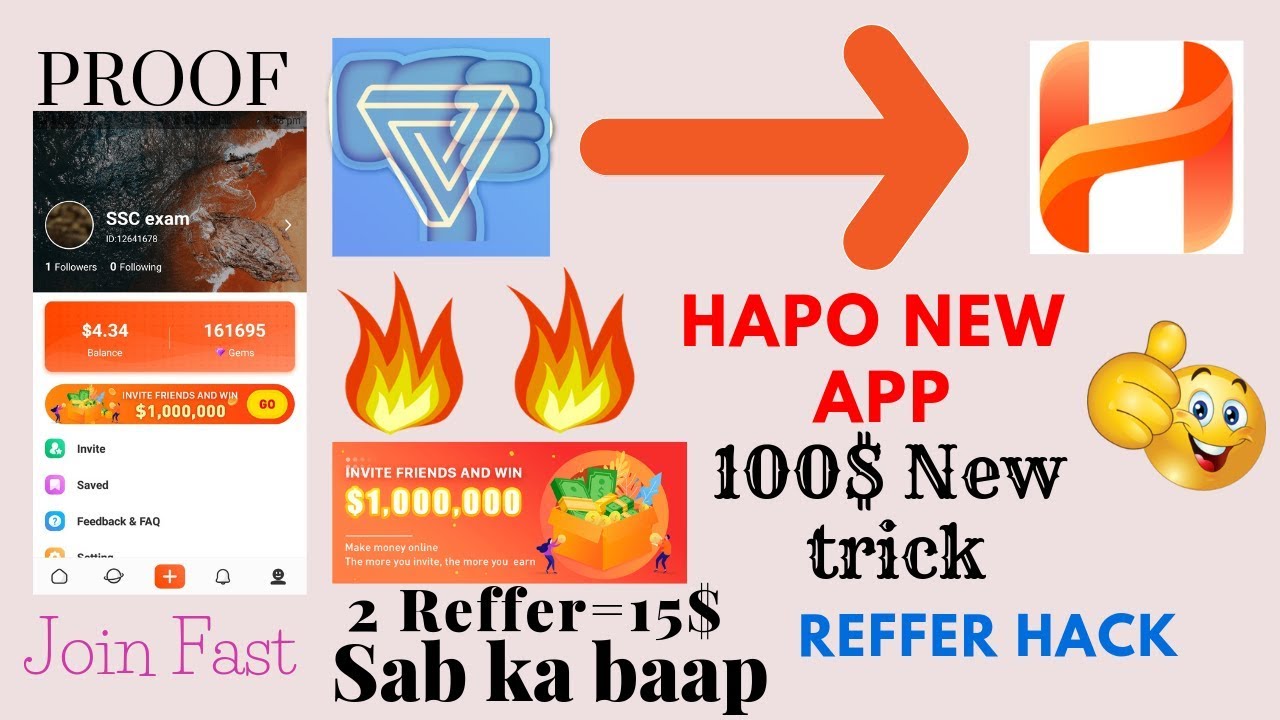 🔥 🔥Best earning app 2019 || Make 100$$ a day with hapo app easily || hapo app self earning tricks