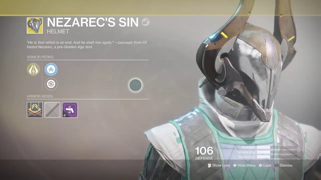 Destiny 2 - Nezarec's Sin - Exotic Warlock helm - YouTube