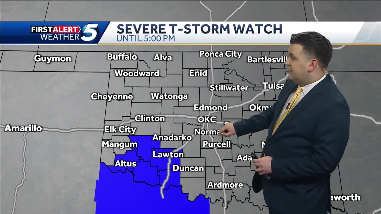 Severe thunderstorm watch issued for southwest Oklahoma - YouTube