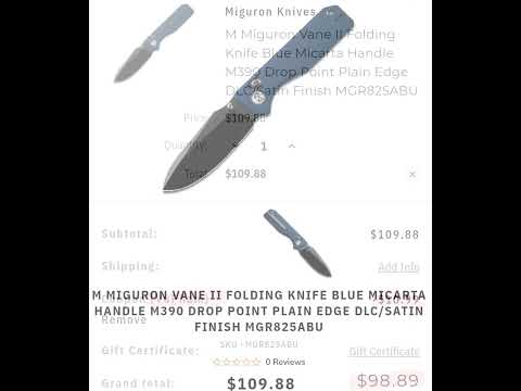 under $100 at WMK - Miguron Vane II in DLC Satin M390 and micarta scales